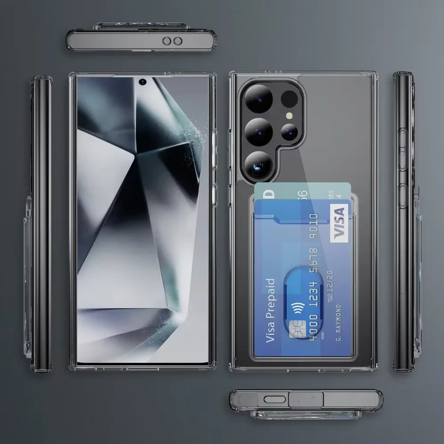 Transparente Samsung Galaxy Schutzhülle mit Kartenhalter für Galaxy S24 S23 S22 S21 Plus und Note 20 Ultra, stoßfeste Abdeckung - Bild 2
