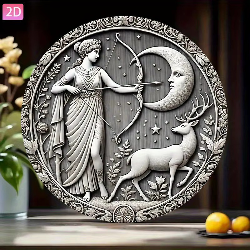 CIFBUY Aluminium-Wandkunst Mondgöttin Vintage Pfeilschild in Silber für die Außendekoration - Bild 2