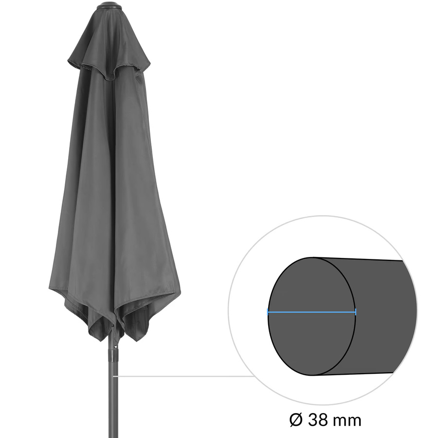 KINGSLEEVE Marktschirm Fiji in Anthrazit mit UV-Schutz UPF 80+ und Kurbel, Durchmesser: 200 cm - Bild 2