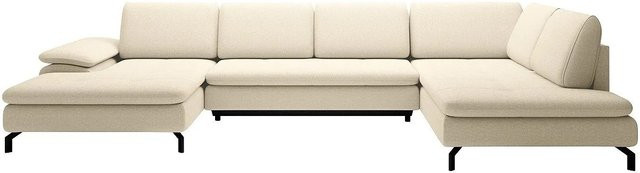 Vente-unique Schlafsofa Archibald Ecksofa links in Beige mit Strukturstoff - Bild 1