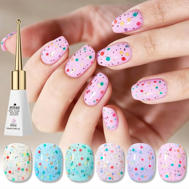 Mtssii Rubber Base Gel Nagellack mit Pailletten, 10 ml - Bild 1