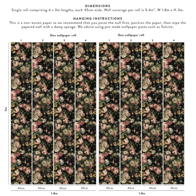 House of Hackney Tapete Midnight Garden Mural Multicolour Floral Botanical Non-Woven B: 300 cm, H: 180 cm - Bild 4
