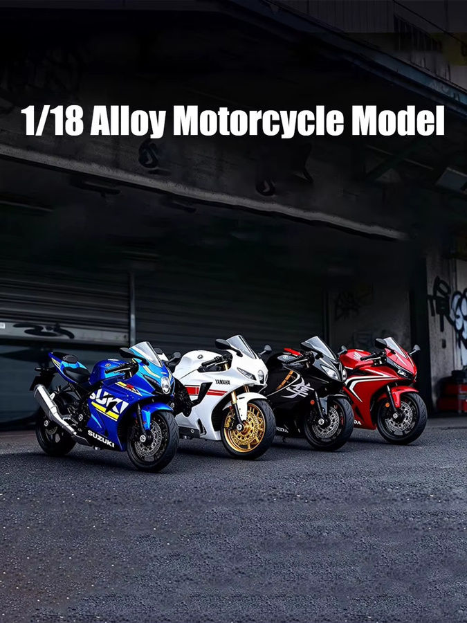 MAKEDA Motorrad Spielzeug Modell, 1:18, Blau, Metall - Bild 3