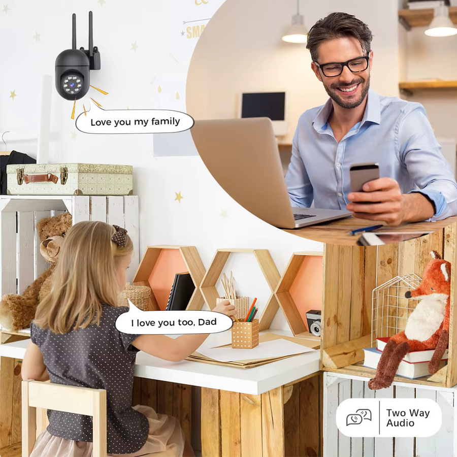 Woolink 3MP WLAN Smart Home Überwachungskamera mit Schwenk- und Neigefunktion, Farbnachtsicht und Bewegungserkennung, Schwarz - Bild 4