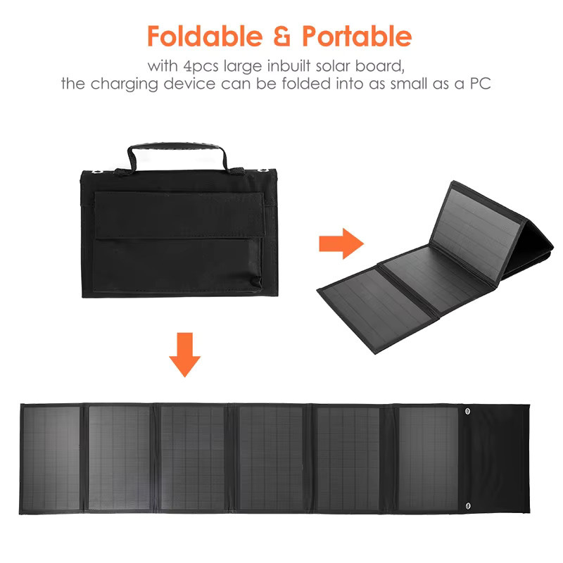 Luxuglow Faltbares Solarpanel 100W mit USB-C und DC Ausgang, Tragbares Solar-Ladegerät in Schwarz für Outdoor-Stromversorgung - Bild 2