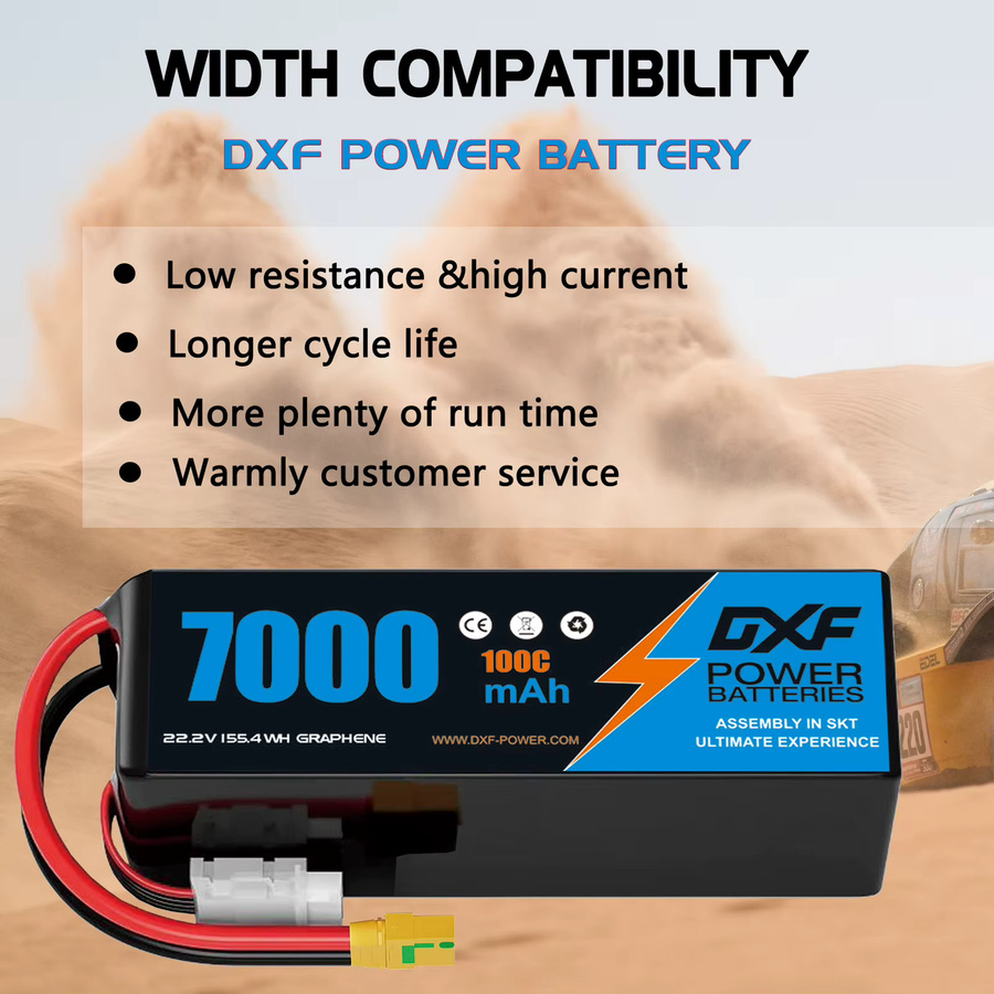 DXF LiPo Akku 7000mAh 6S 22,2V 100C mit EC5-Stecker SoftCase in Schwarz für RC Buggy Truggy Offroad und Flugzeuge - Bild 4