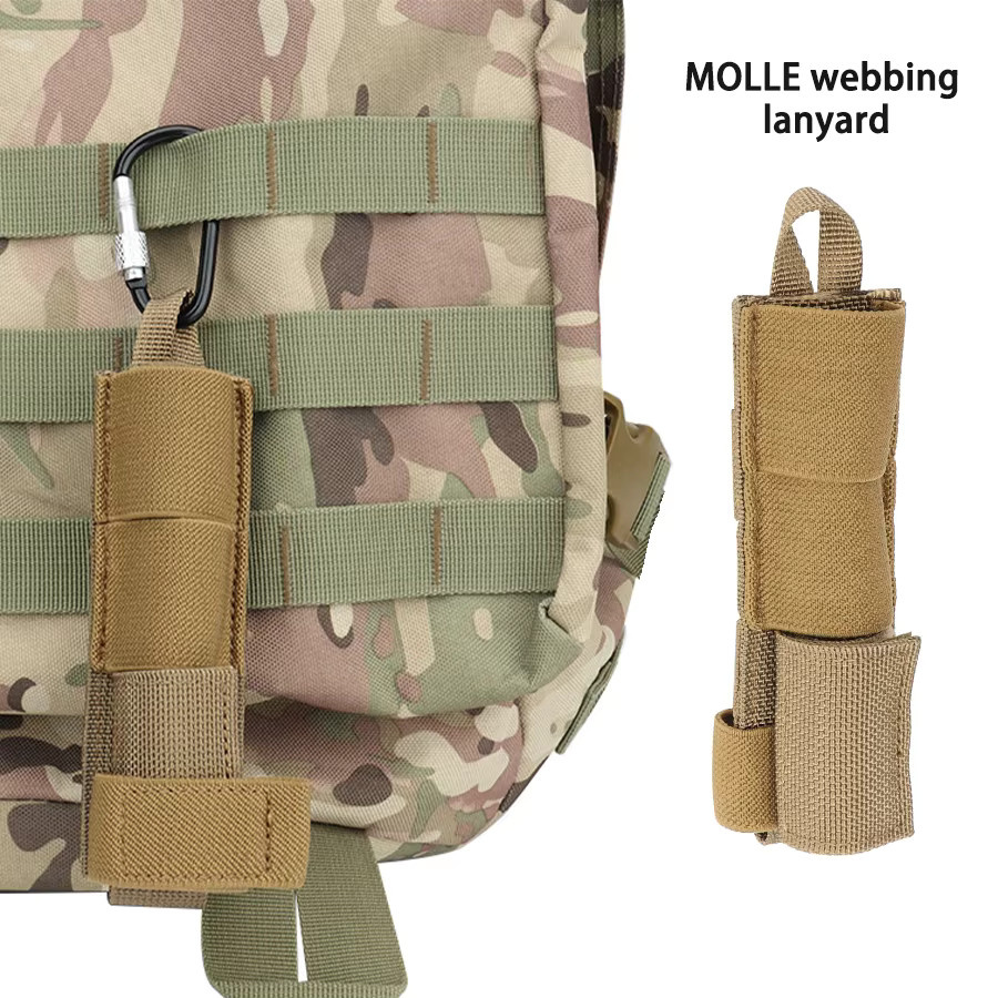 GEXIKE Nylon-Funkantennen-Tasche, tragbare zylindrische Aufbewahrungstasche mit MOLLE-Riemen und Klettverschluss für Walkie-Talkie-Antennen in Schwarz oder Beige - Bild 2