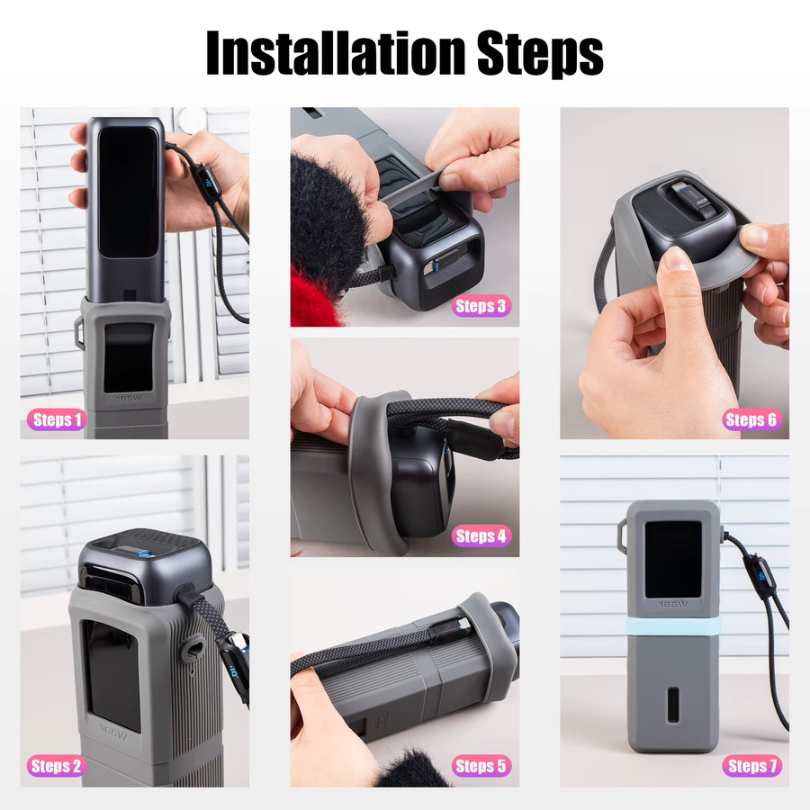 SIKAI 2.0 Silikonhülle für Anker Zolo 165W 25000mAh Powerbank in Purple mit Kabelorganisator-Ring und Lanyard-Loch - Bild 4