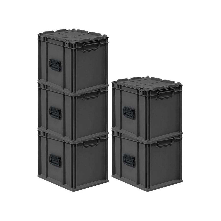 PROREGAL Supersparset 5x Eurobox Nextgen Portable Transportbehälter Schwarz, H x B x T: 33,5 x 30 x 40 cm, 30 Liter - Bild 2