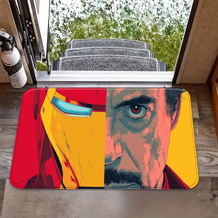 Beast Kingdom Marvel Bodenmatte mit Iron Man Helm und Tony Stark Kunst-Illustration, rechteckig, Mehrfarbig, Breite: 60 cm, Tiefe: 40 cm, Höhe: 1 cm - Bild 4