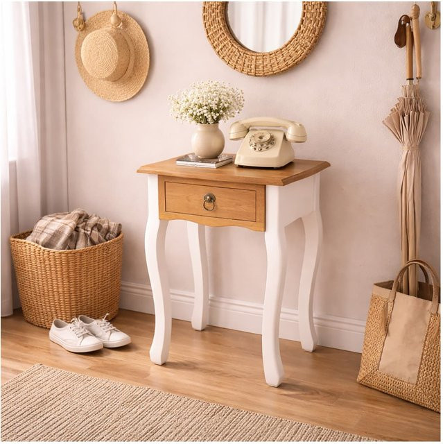 HTI-Living Beistelltisch mit Schublade in Retro-Optik, braun, Holz - Bild 1