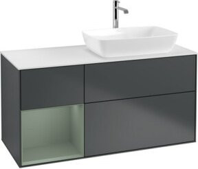 V&B Finion Waschtischunterschrank mit Wandbeleuchtung, Farbe Grau lackiert, Breite: 120 cm, Tiefe: 50,1 cm, Höhe: 50,1 cm - Bild 1