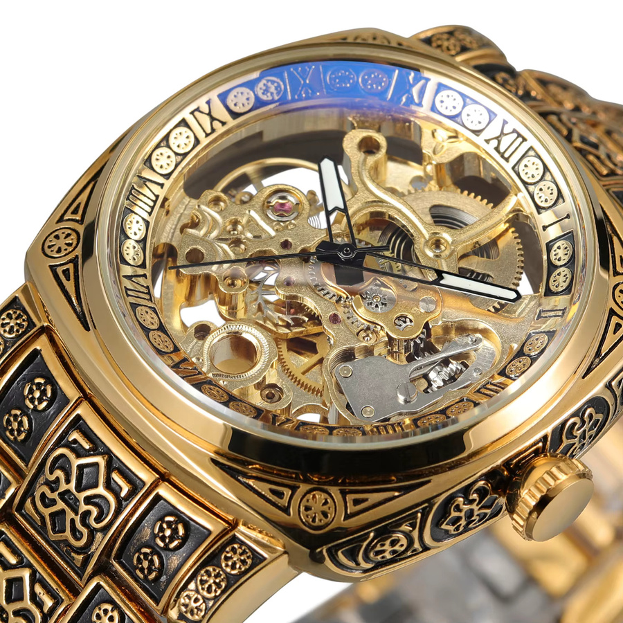 Forsining Armbanduhr, Automatik, Edelstahl, Gold, Eckig, Herren - Bild 2