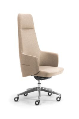 Chefsessel Hochlehner OPERA von Leyform mit Armlehnen, Synchronmechanik und Komfort-Flachsitz, Bezug Stoff FENICE, Farbe Beige - Bild 1