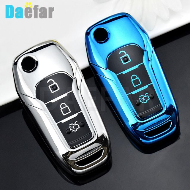 DAEFAR TPU Auto-Fernschlüsselhülle für Ford Figo, Mondeo, Ecosport, Puma, Fiesta Mk8, Everest und Ranger (3-Tasten) - Bild 1