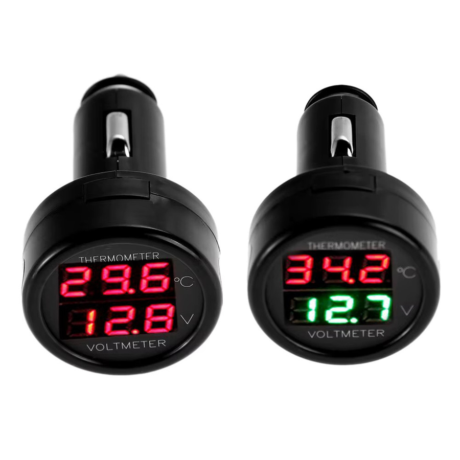 USB Universal Auto Ladegerät für SUV und PKW mit Dual Adapter, Digitalem Voltmeter und Thermometer, 12V 24V, Schwarz - Bild 6