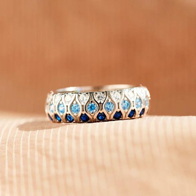 YIRAN Jewelry Fingerring, blauer Zirkonia, Damen - Bild 1