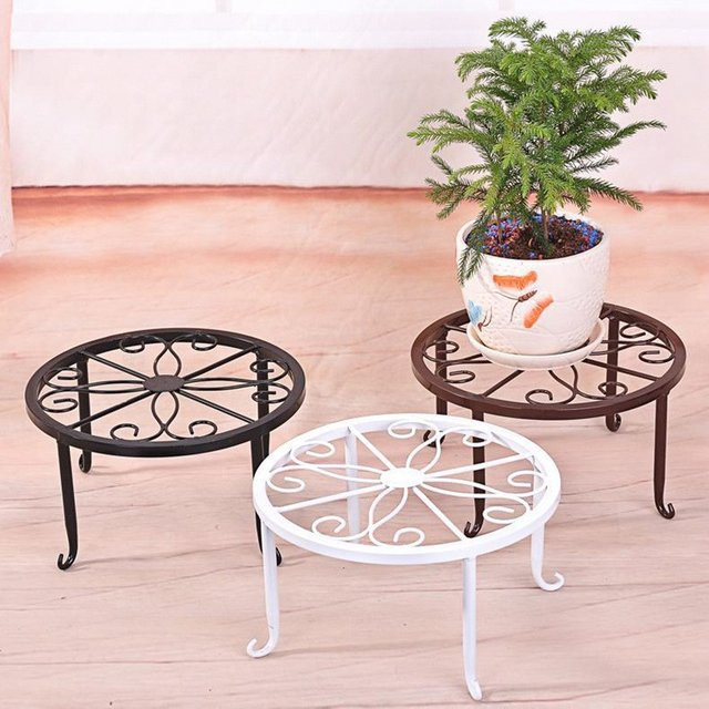 Bodenstehendes Blumenregal aus Eisen in Braun mit einem Blumentopf für den Innenbalkon, B/T/H: 23 x 12 x 23 cm - Bild 1