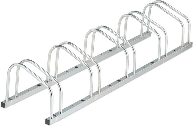 Relaxdays Fahrradständer aus Stahl in Silber für 5 Fahrräder, B/T/H: 136 x 26 x 33,5 cm - Bild 1