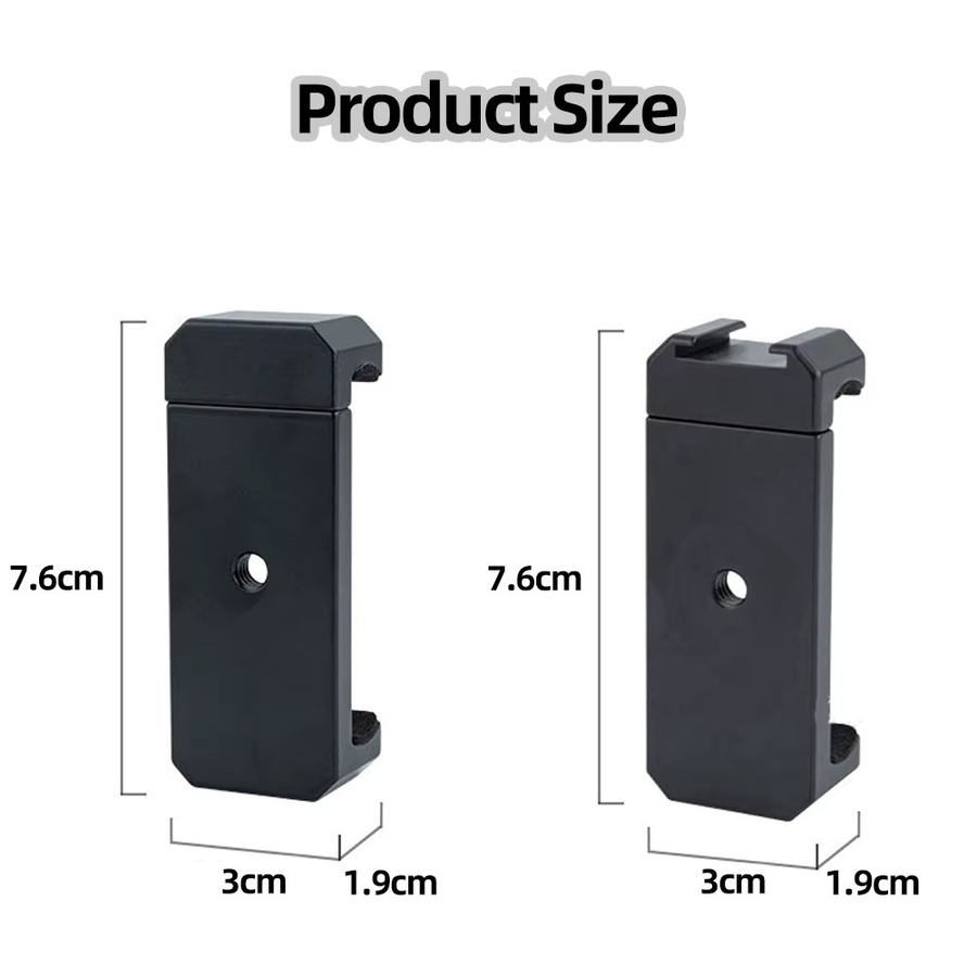 EXSKOF Smartphone Halterung aus Aluminiumlegierung in Schwarz mit 1/4 Zoll Gewinde für Stativ und Tripod - Bild 3