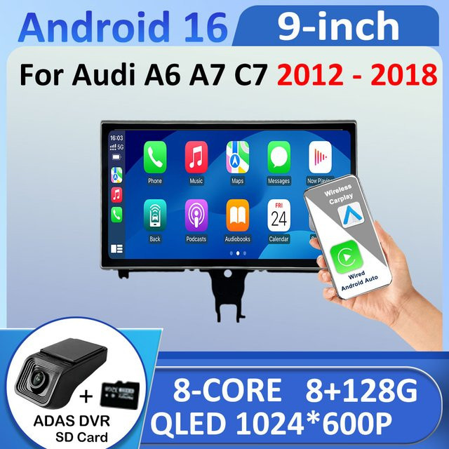 LIARO-NAVI Android 16 Autoradio mit IPS HD Touchscreen, Bluetooth und WLAN für Audi A6 A7 C7 RS6 RS7 S6 (2012 - 2018), Schwarz - Bild 1