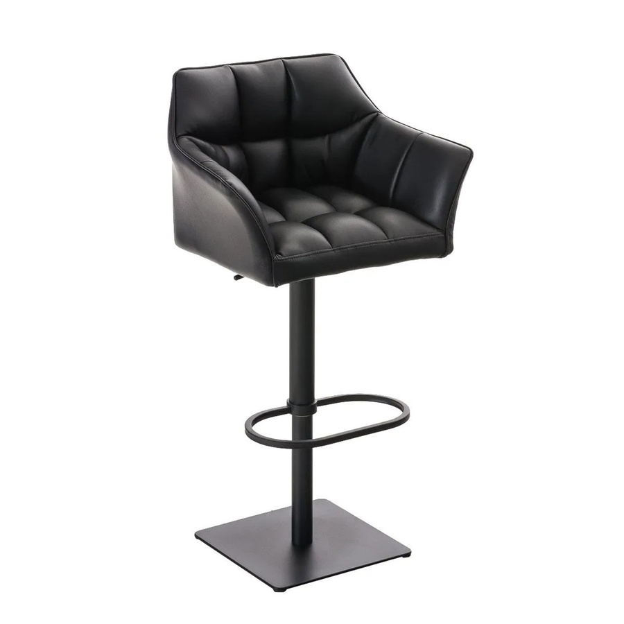 DELUKE Barhocker SIHAR in Schwarz aus Kunstleder, höhenverstellbarer Barstuhl mit Lehne und 360 Grad Drehbarkeit, B/T/H: 64 x 45 x 88 cm - Bild 2