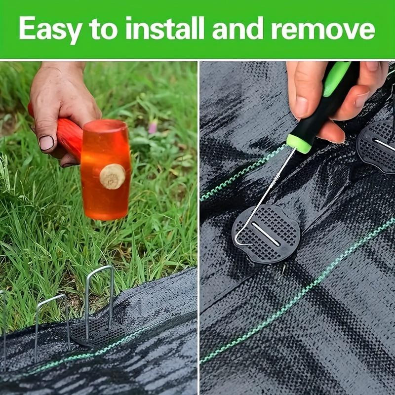 YC Direct 101-teiliges Gartenpfahl-Set mit 50 rostbeständigen U-Profil-Ankern aus verzinktem Metall, 50 Kunststoffscheiben und 1 Picking-Werkzeug in Silber - Bild 6