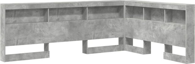 vidaXL Aufbewahrungskopfteil mit Regal und USB-Ladeport in Betongrau, Breite: 160 cm, Höhe: 76,5 cm, Tiefe: 76,5 cm - Bild 1