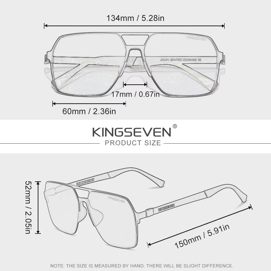 KINGSEVEN Sonnenbrille, Herren, square, Metall, polarisiert - Bild 3