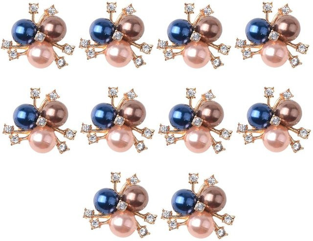 Blumen-Strass-Kristall-Perlen-Verzierung-Knopf, mehrfarbig, 2x2 cm - Bild 1