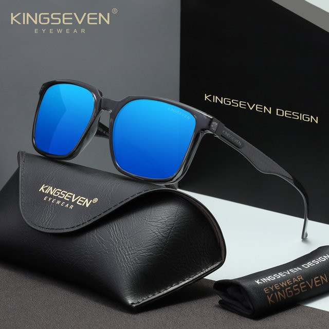 KINGSEVEN Sonnenbrille, Carbon Faser, Vollrand, Square, Schwarz, Herren - Bild 1