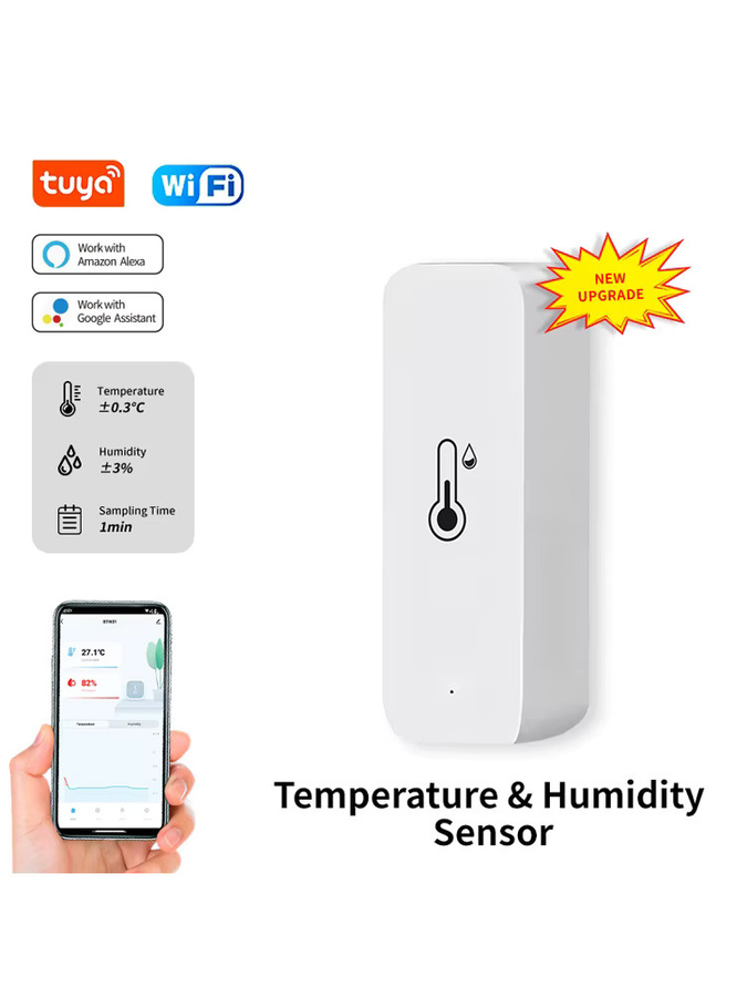 Tuya Smart WiFi/Zigbee Temperatur- und Feuchtigkeitssensor in Weiß zur APP Fernüberwachung als Hygrometer und Thermometer kompatibel mit Alexa und Google Home - Bild 5