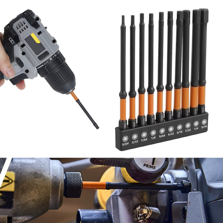 Toorise Magnetisches Inbusschlüssel Bohrer Set mit Hex Kopf Schraubendreher Bits in Schwarz, 10 oder 20 Stück, Metric & Imperial, 1/4 Zoll Hex Schaft - Bild 2