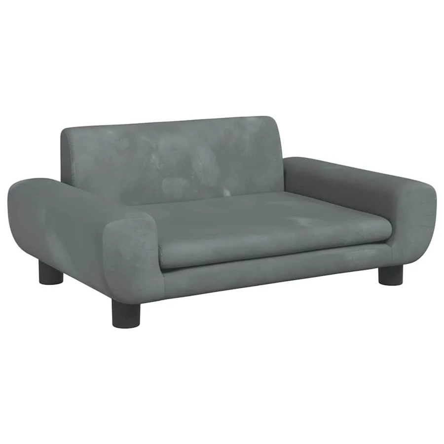 vidaXL Kindersofa aus Samt in Dunkelgrau, B/T/H: 70 x 45 x 33 cm - Bild 2