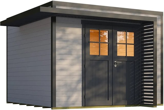 Weka Gartenhaus Amberley mit Doppeltür in Grau-Anthrazit, B/T: 300 x 300 cm - Bild 1