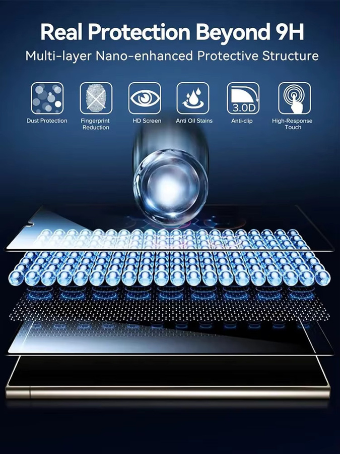 Samsung Displayschutzfolie aus gehärtetem Glas, HD-klar und staubfrei, transparent, passend für S25 Ultra, S26 Ultra, S24 Ultra, S26, S25, S24, S23 Ultra, S23, S22+ - Bild 1