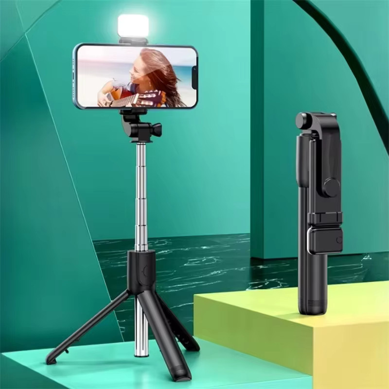 FANGTUOSI Handy-Selfie-Stick Stativ mit Bluetooth Fernbedienung, Handyhalter und Beauty-LED-Beleuchtung in Schwarz - Bild 4