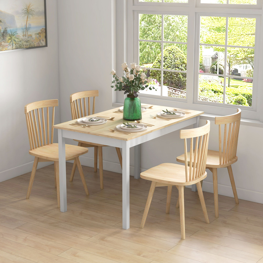 HOMCOM Esstisch im Landhaus-Stil aus Kiefernholz für 4 Personen, rechteckiger Küchentisch in Natur, B/T/H: 120 x 75 cm - Bild 2