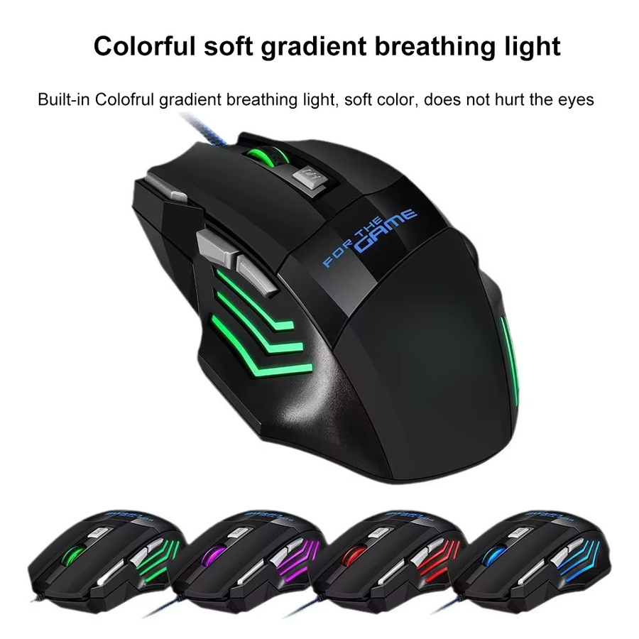 KEBIDUMEI RGB Gaming-Maus mit 7 Tasten, ergonomische USB-Maus in Schwarz für PC, Laptop, Windows und Mac OS - Bild 4