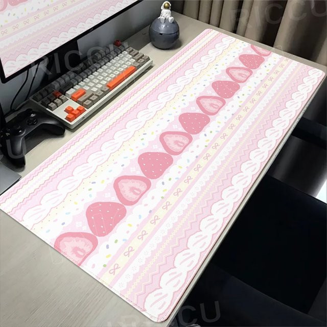 Riccu Schreibtischunterlage Rosa Erdbeerkuchen-Mädchen Kawaii Schmetterling Mauspad aus Gummi - Bild 1