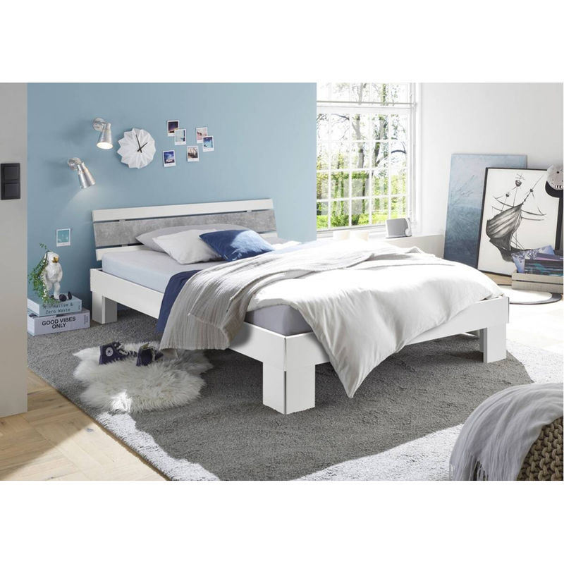 Futonbett Lyon von Poco in Weiß und Grau in Beton-Optik, Liegefläche B: 140 cm, L: 200 cm - Bild 4