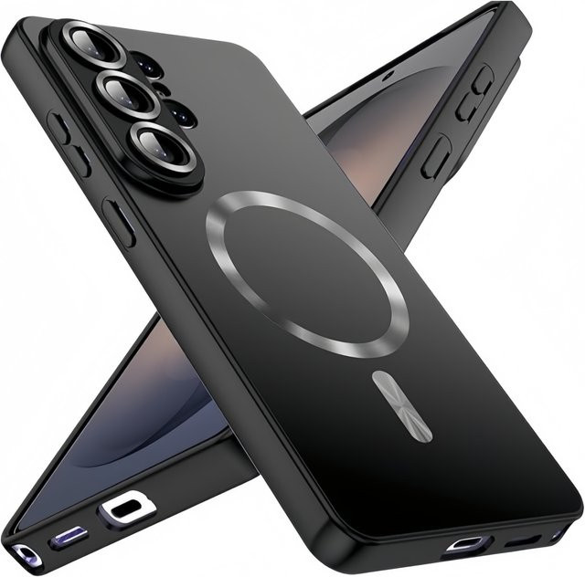 Luxuriöse matte Handyhülle für Samsung Galaxy S26 Ultra, S26 Plus und S26 mit vollständiger Kameralinsenabdeckung in Blau und Schwarz - Bild 1