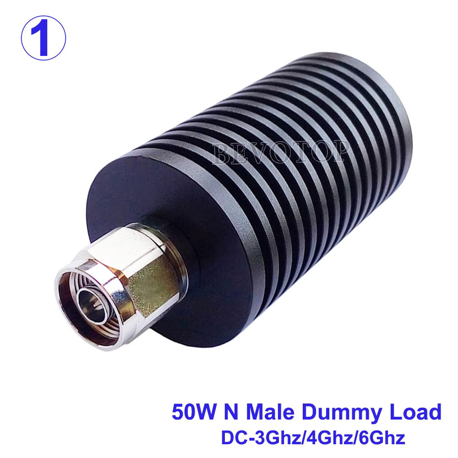BEVOTOP RF Koaxial Dummy Load N Stecker/Buchse 50 Ohm 50W 3GHz/4GHz/6GHz Vernickelt in Silber/Schwarz - Bild 2