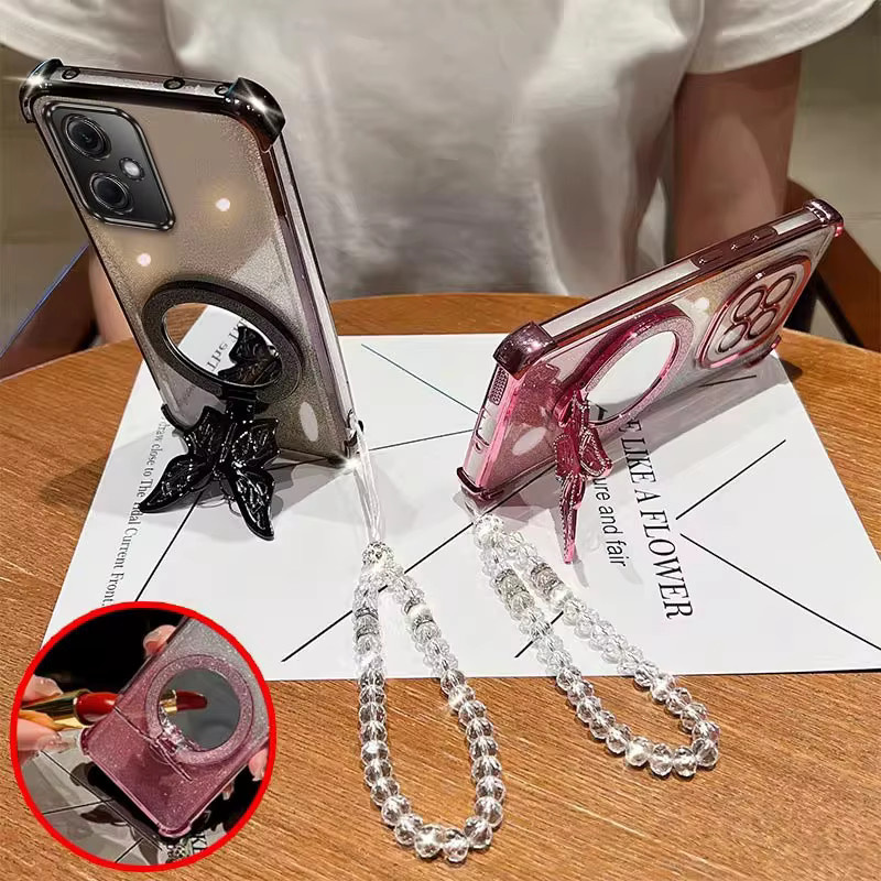 Schmetterling Handyhülle mit Lanyard für Xiaomi Redmi 10C 13C 14C 15C in Pink - Bild 5