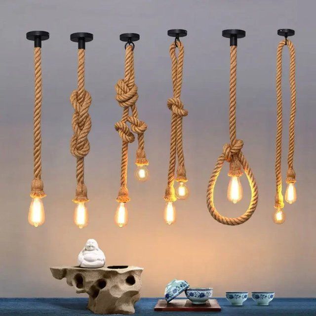 JOYINLED Retro Vintage Hanfseil Pendelleuchte Edison-Stil für dein Zuhause - Bild 1