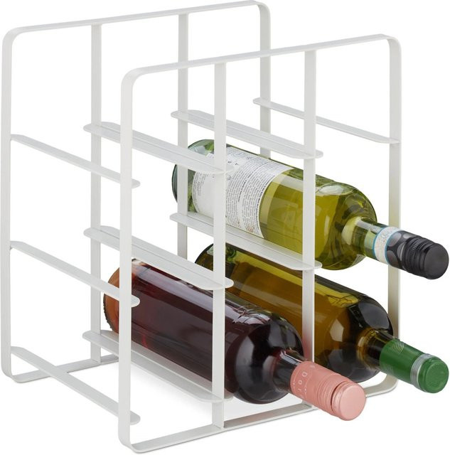 Relaxdays Weinregal aus Eisen in Weiß für 9 Flaschen, B/T/H: 30 x 27,5 x 20 cm - Bild 1