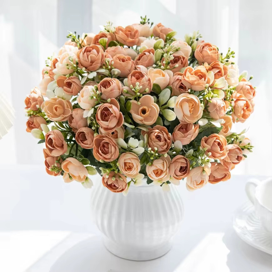ZQCY Seidenrosen Pink – Künstliche Teeblüten für Brautstrauß, Hochzeit und Tischdekoration - Bild 2