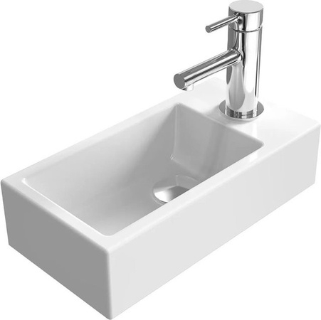 Emke Handwaschbecken Reckiger Waschtisch mit Hahnloch rechts in Weiß, B/T/H: 40,5 x 10,5 x 20,5 cm