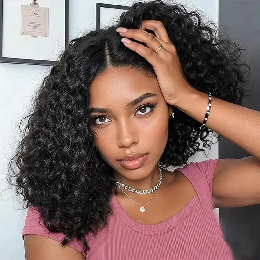 Cheetahbeauty Bob-Perücke, Jerry Curly, 12 Zoll, Natur Schwarz - Bild 2