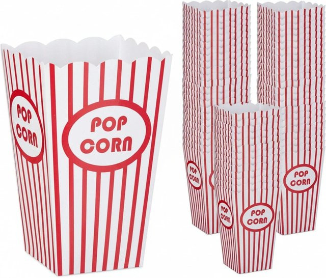 Relaxdays Popcorntüten aus Pappe in Rot und Weiß, 60er Set, B/T/H: 16 x 10,5 x 10,5 cm - Bild 1